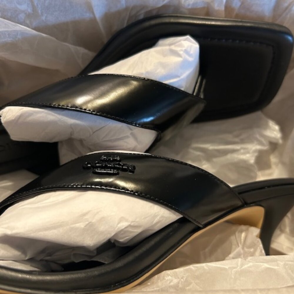 Coach Black Lockup Thong Leather Kitten Heel - Picture 2 of 14